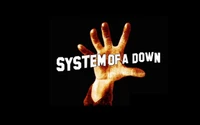 Logo de System of a Down avec geste de main tendue