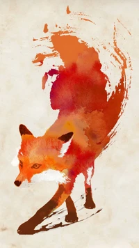 Illustration aquarelle vibrante d'un renard en mouvement