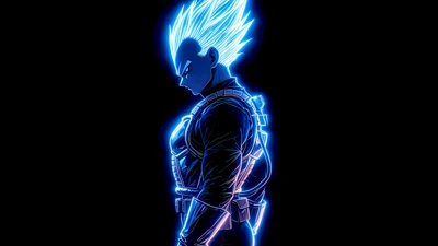 vegeta, lueur néon, amoled, 5k, arrière plan noir