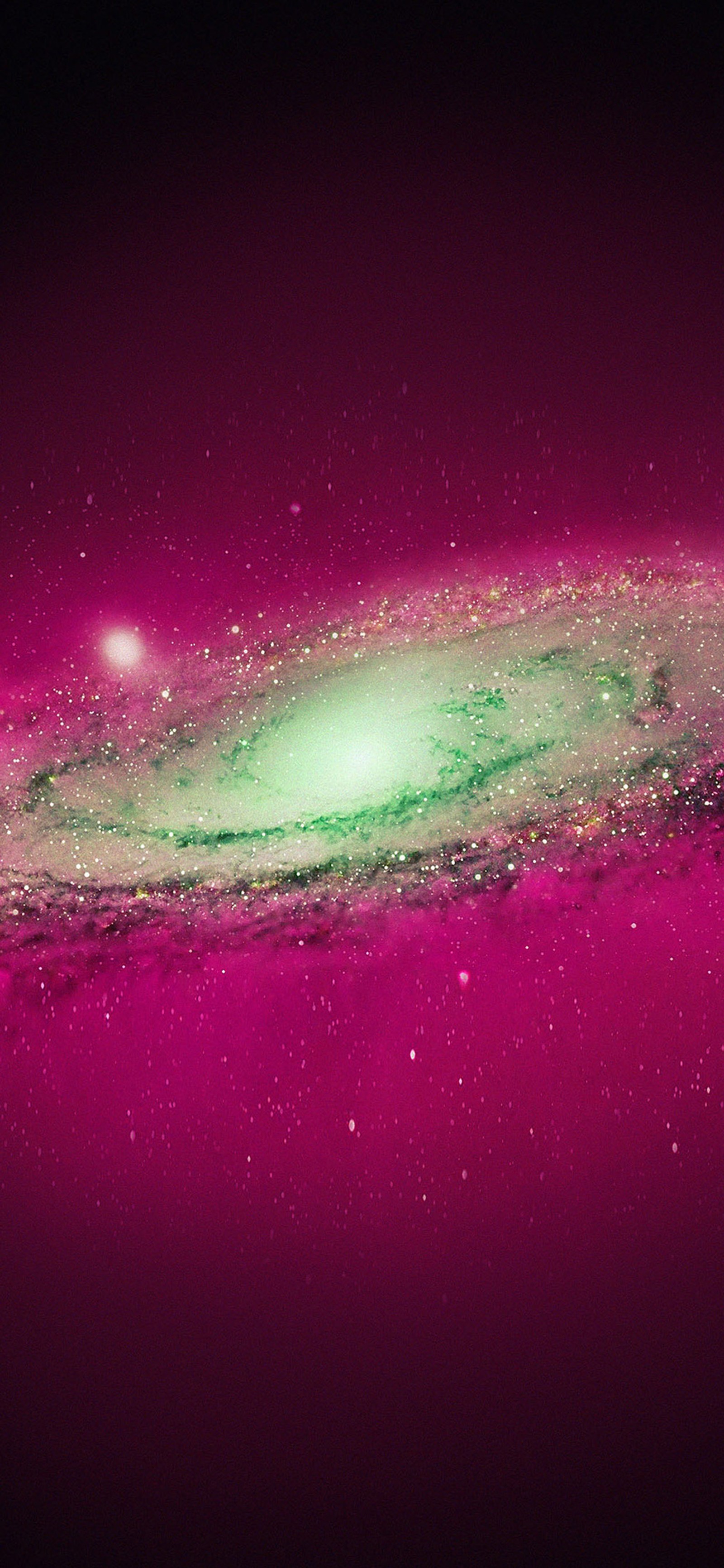 Arafed image of a green spiral galaxy with a bright green center (os x mountain lion, pink, green, purple, aurora)