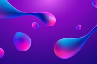 Vibrant Fractal Drops in Electric Blue and Magenta on a Purple Background