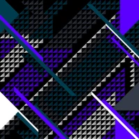 Geometric pattern featuring electric blue, cobalt blue, and violet triangles on a textured backdrop, creating a dynamic visual effect.