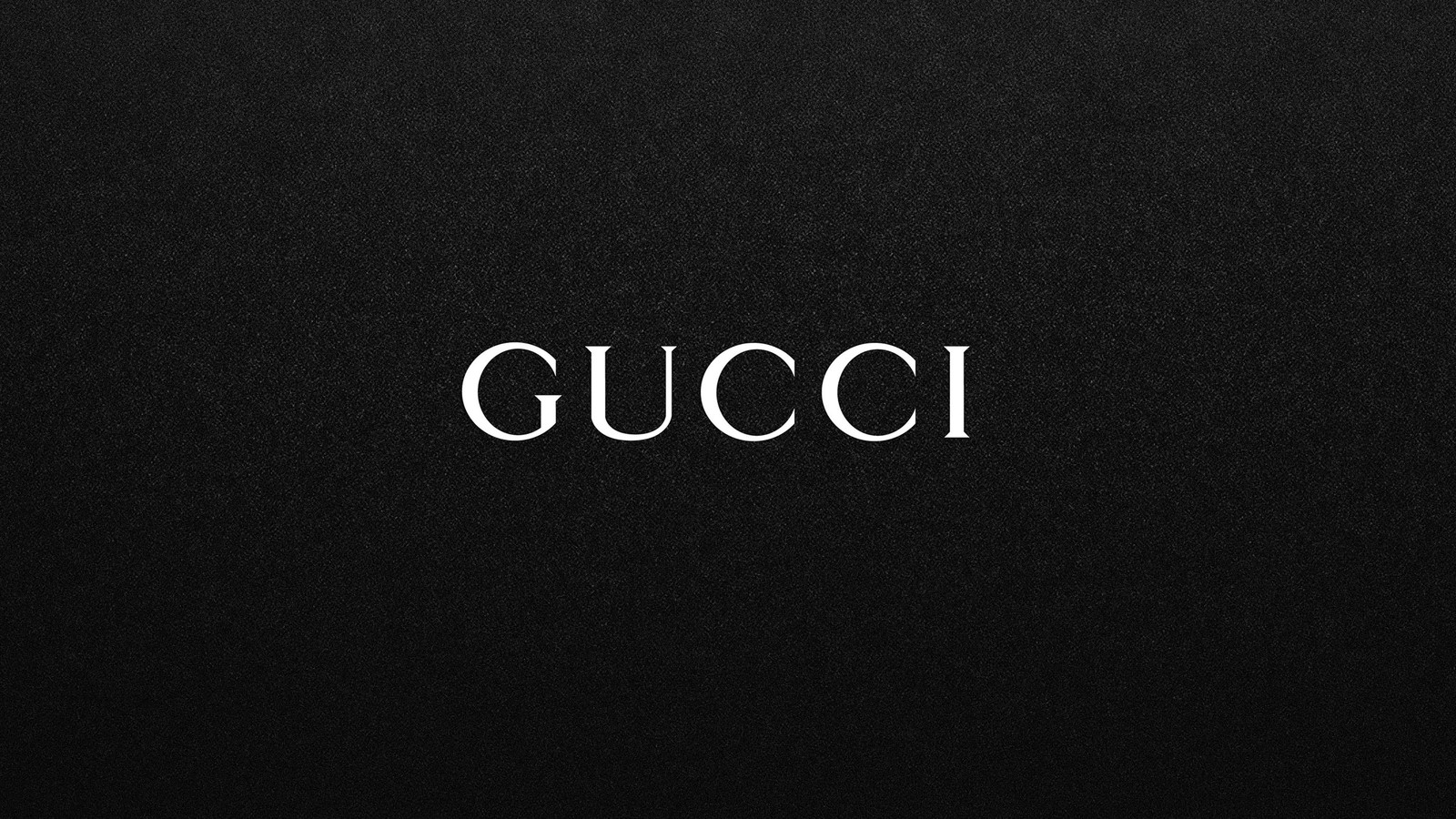 Um fundo preto com a palavra gucci escrita em branco (logotipo, preto, texto, marca, gráficos)