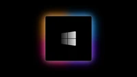 Logo Windows sur fond dégradé avec esthétique de puce M1