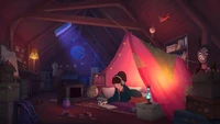 lofi, girls, tent, camping, camp wallpaper