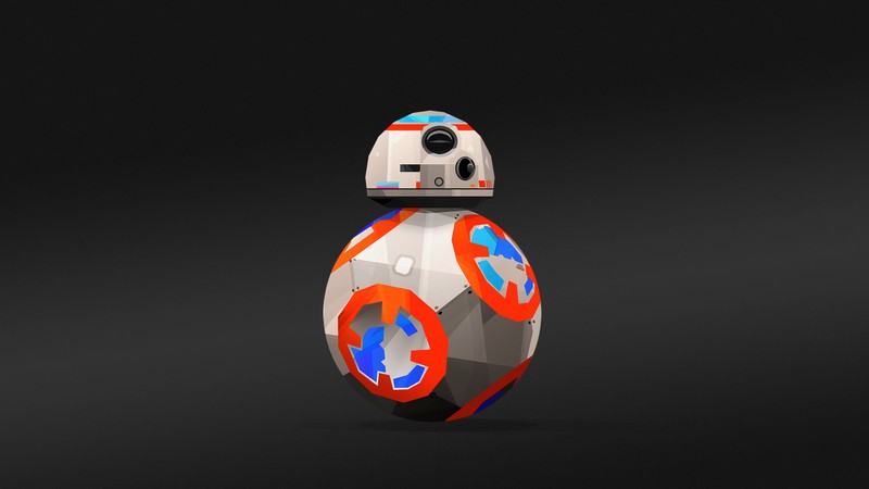 Крупный план робота bb-8 из звёздных войн на чёрном фоне (звёздные войны, star wars, супергерой, мяч, анимация)