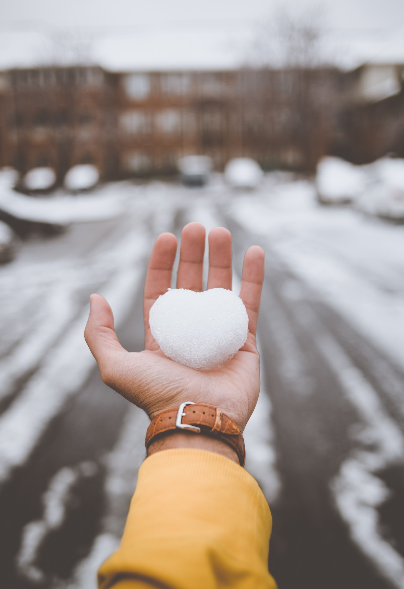 snow, heart, hand, finger, winter wallpaper