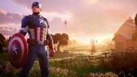 Fortnite Battle Royale: Captain America in einer Lebhaften Landschaft