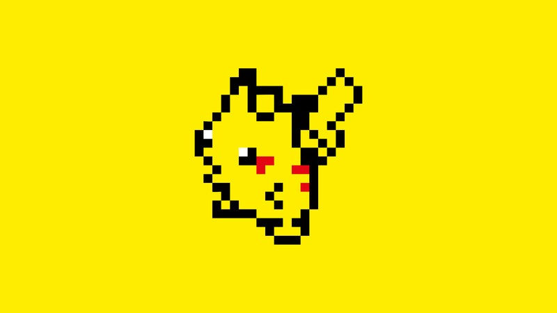 Пиксельное искусство собаки с красным носом на желтом фоне (pikachu, пиксельное искусство, 12к, 12k, желтый фон)