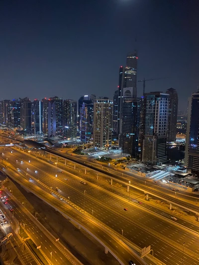 dubái, dubai, noche, camino, ciudad