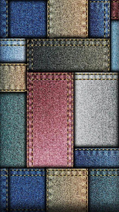 Patchwork texturé de carrés de denim colorés