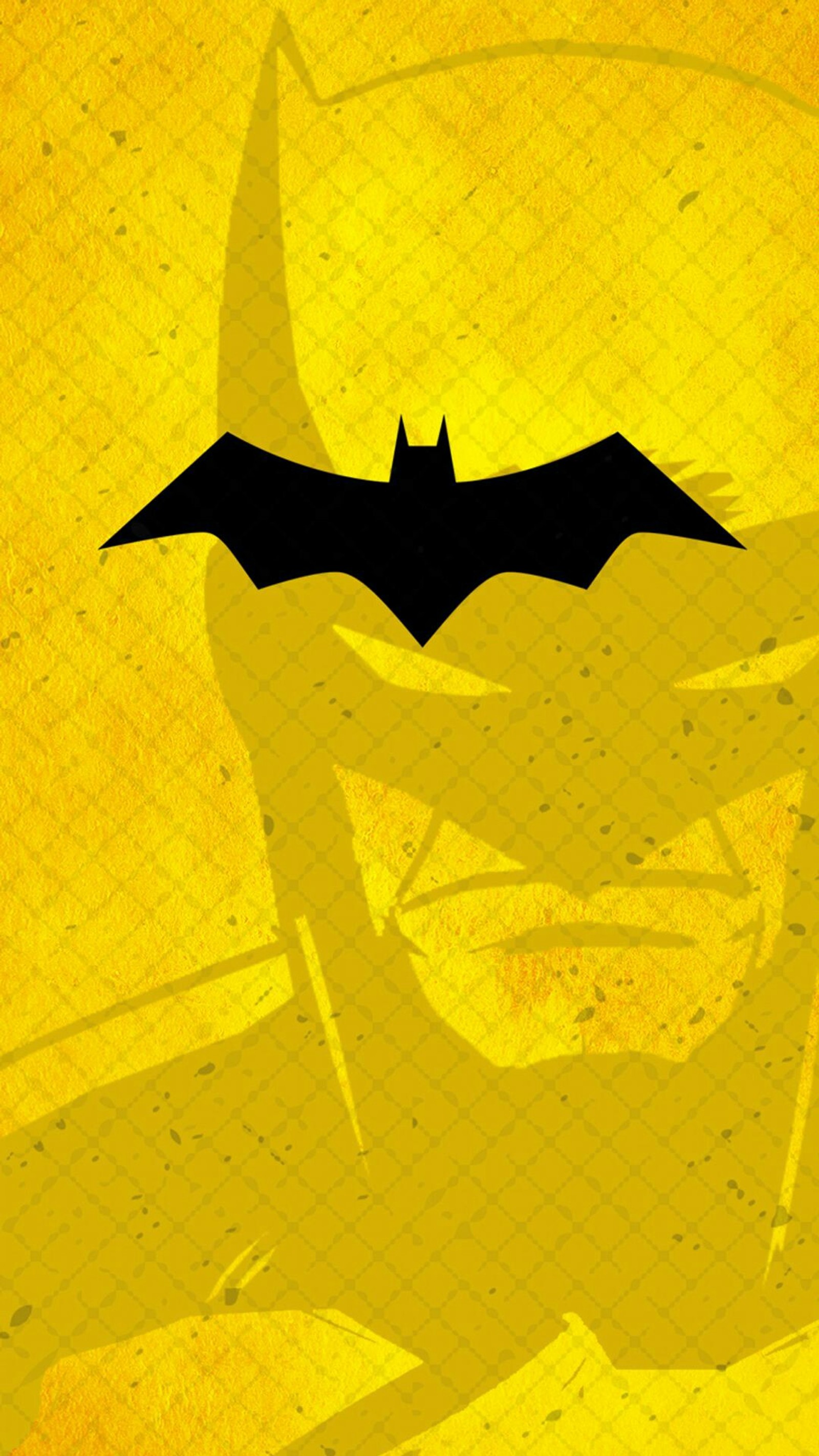 Batman logo on a yellow background with a black bat (black, yellow)