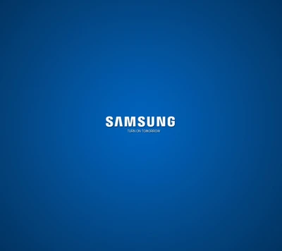 Logotipo da Samsung em um fundo azul vibrante