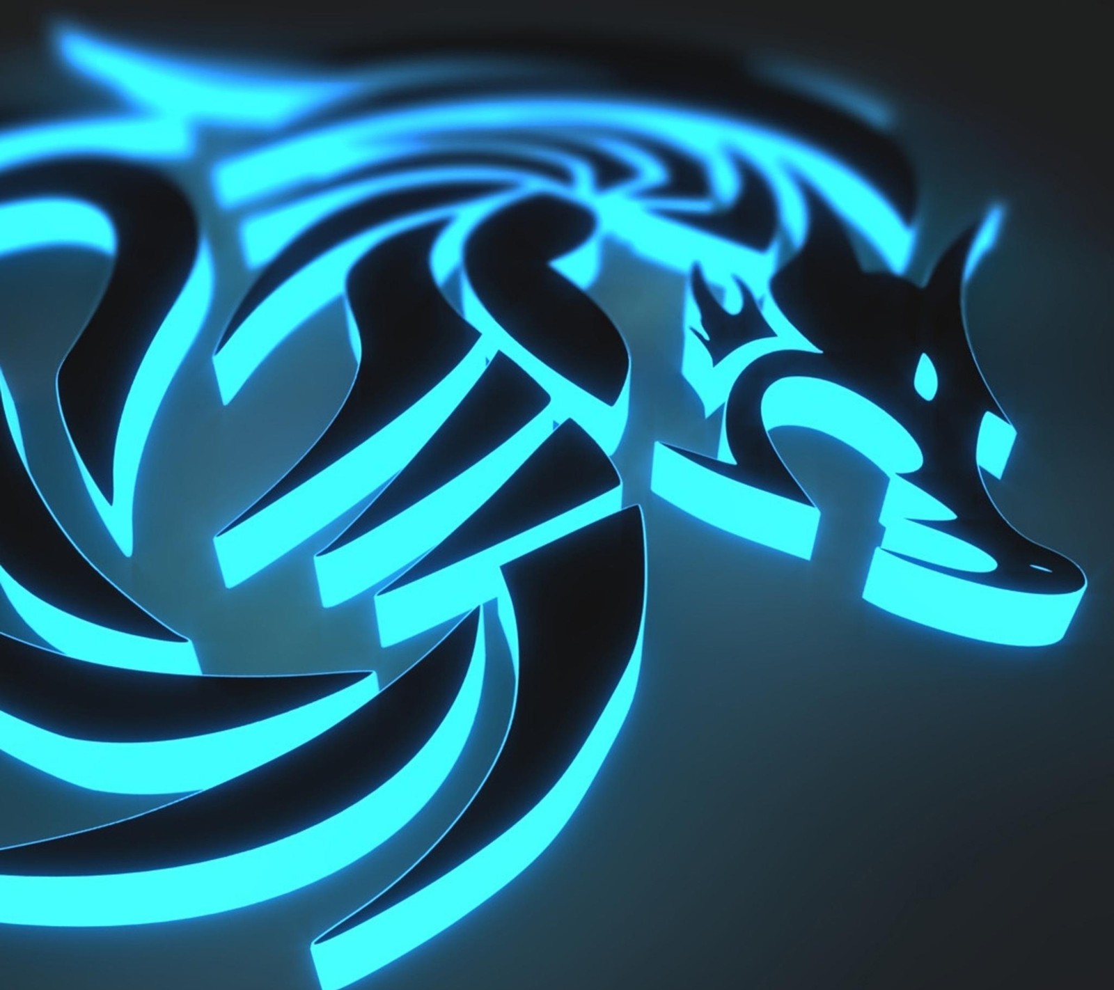 Neon blue glowing horse head on a black background (2160x1920, wallpaper)