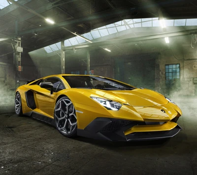 Lamborghini Aventador Superveloce: A Stunning Italian Supercar in a Gritty Workshop Setting