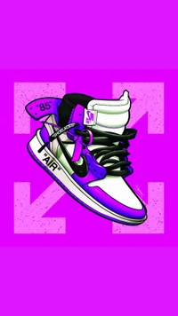 Bold Nike Air Sneaker with Purple Accents on Vibrant Background