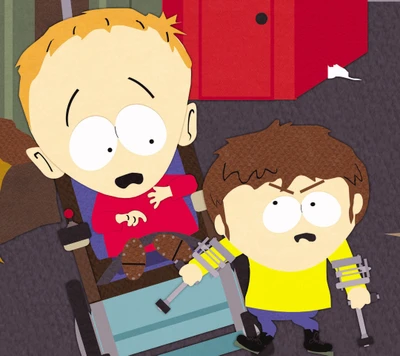 Timmy y Jimmy en un enfrentamiento cómico en South Park.