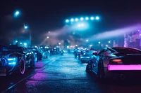 noche, coches, supercoche, iluminación automotriz, rueda