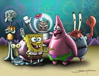 patrick star, cartoon, illustration, fiction, games wallpaper