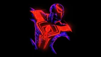 Spider-Man 2099: Neon Glow on Black Background