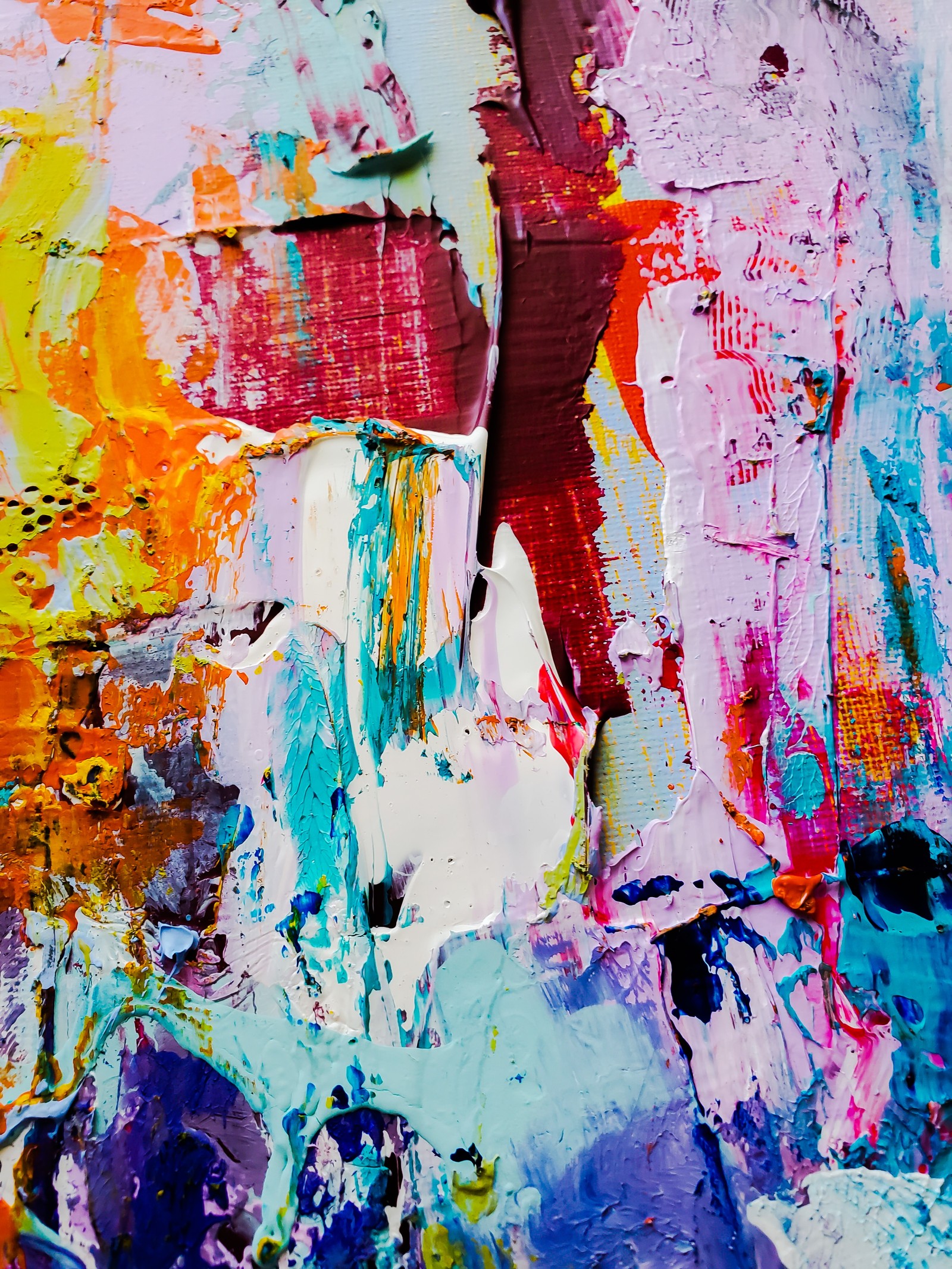 A close up of a painting with multiple colors of paint (abstract art, painting, art, oil painting, modern art)