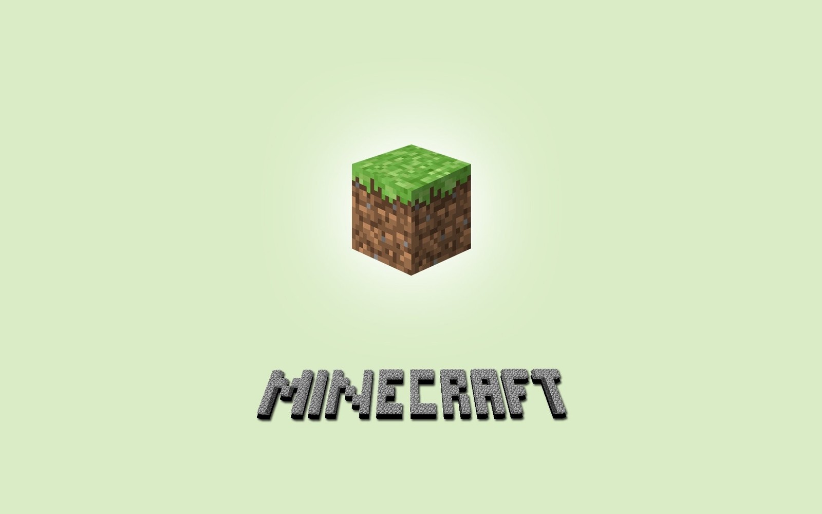 Ein grüner hintergrund mit einem kleinen block gras und dem wort minecraft (minecraft, logo, grün, marke, würfel)