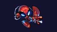 spider man, chibi, obra de arte, azul oscuro, spiderman