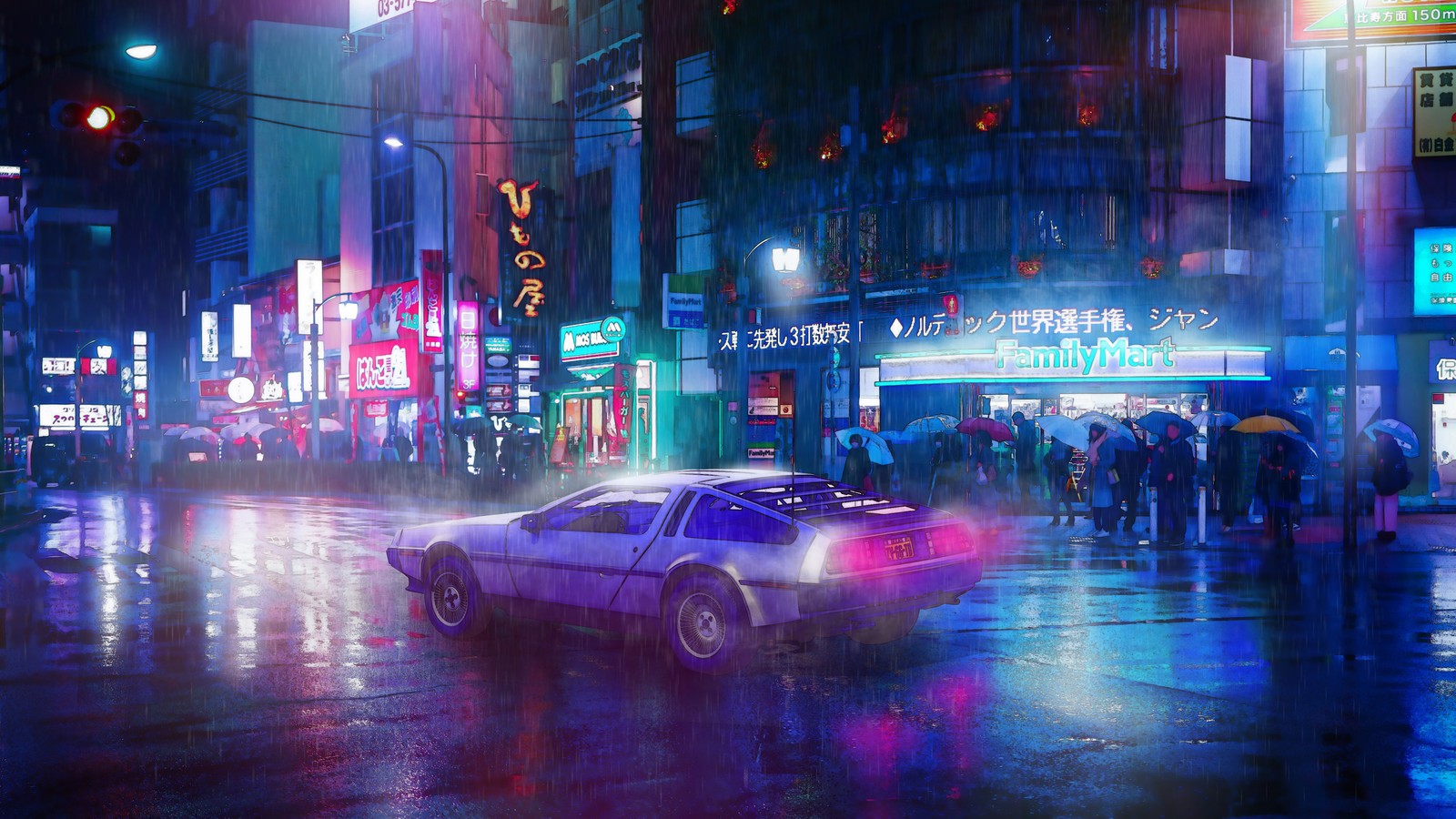 cyberpunk, car, night, city wallpaper