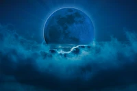 blue moon, night, surreal, blue background, night sky wallpaper