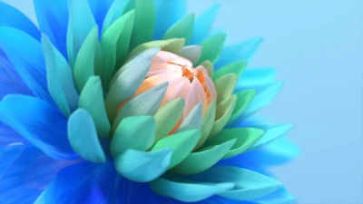 Fleur vibrante sur un fond bleu doux