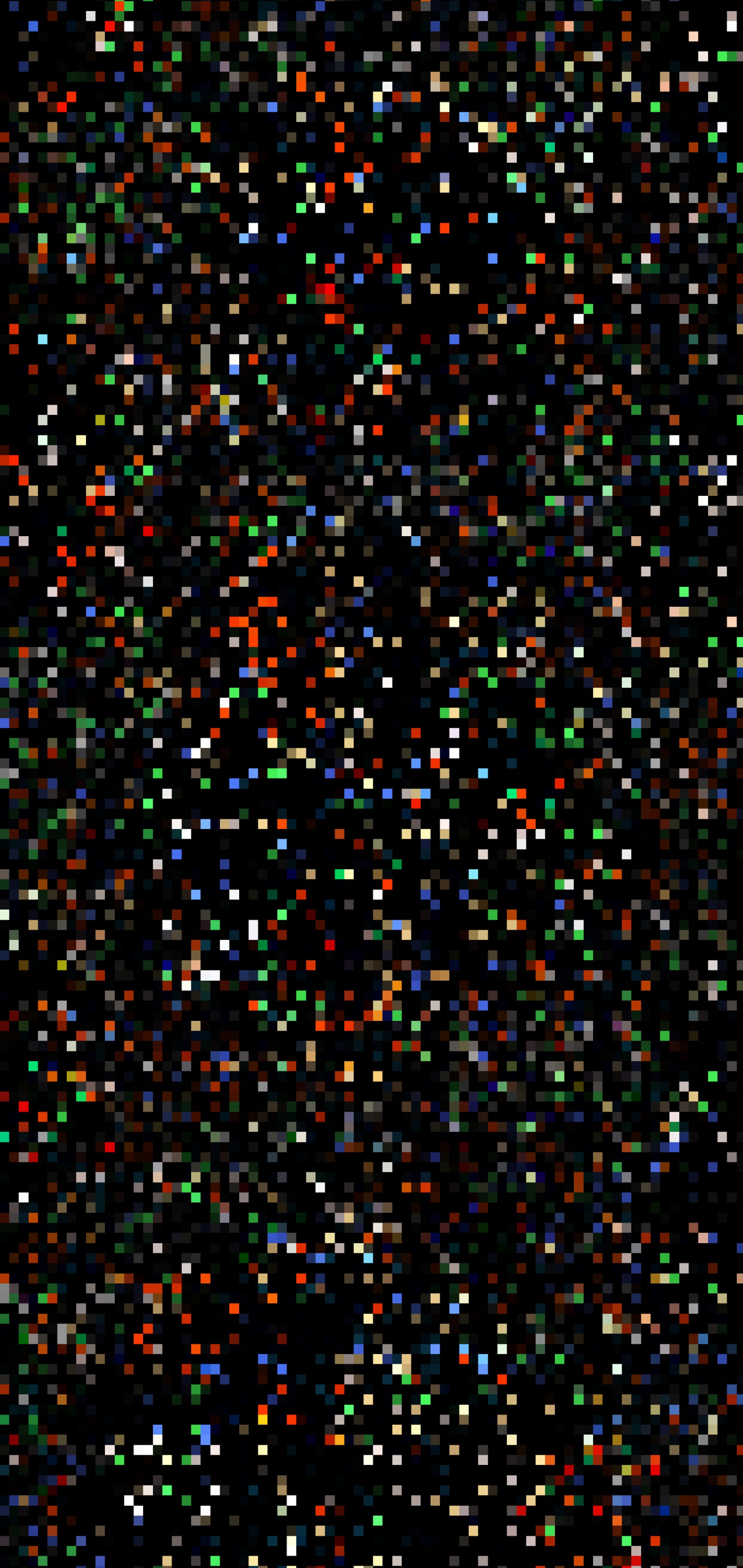 A close up of a black background with a lot of small squares (ios 16, colored, ios, art, rectangle)