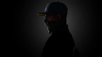 Silhouette de Marcus Holloway de Watch Dogs 2 - Fondo oscuro 4K Fondo de pantalla