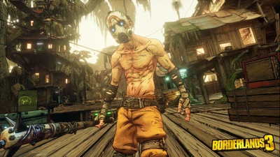 Персонаж Псих в яркой среде Borderlands 3