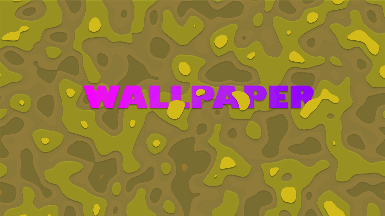 A wallpaper with a camouflage pattern and the word wallpaper (yellow, text, pattern, design, textile)