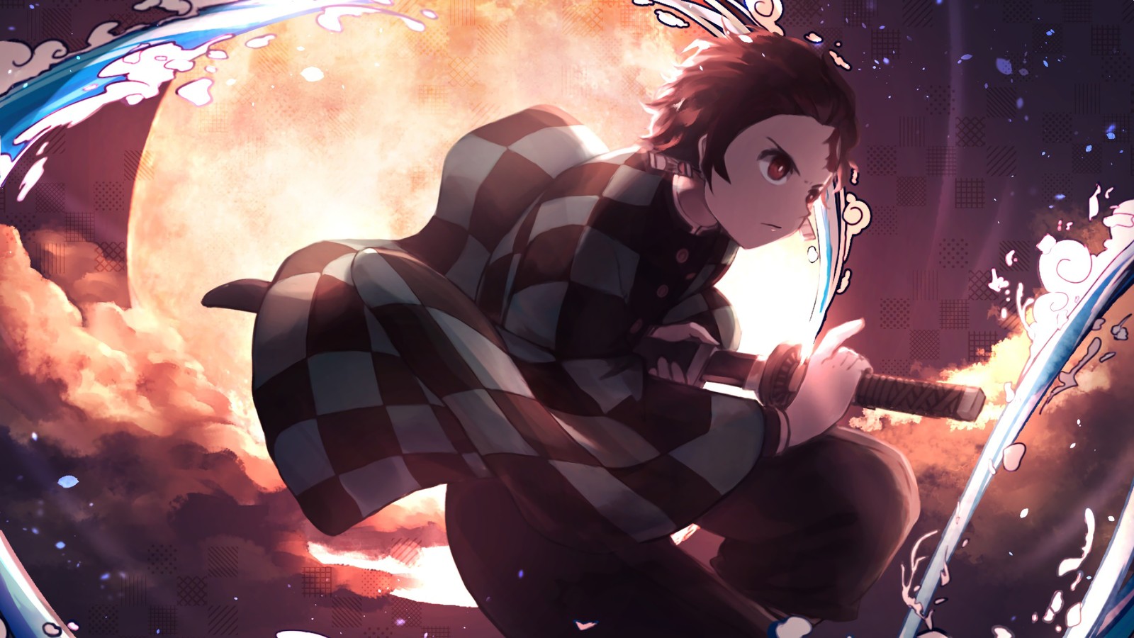 Anime, anime-mädchen, schwert, schwert, schwert, schwert, schwert, schwert, schwert (tanjiro kamado, tanjirou kamado, kimetsu no yaiba, dämonentöter kimetsu no yaiba, demon slayer kimetsu no yaiba)