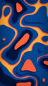 Symmetrical Waves of Electric Blue and Orange