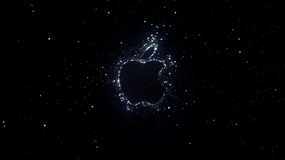 Logo Apple au milieu d'une nébuleuse cosmique