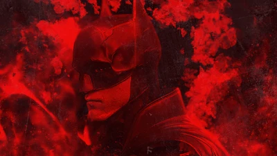 Batman, der aus den Schatten auftaucht: Ein auffälliges rotes Poster