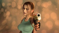 Lara Croft Apuntando: Un ícono audaz de la aventura de Tomb Raider