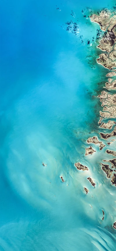 Turquoise Waters and Coastal Landscape from Above