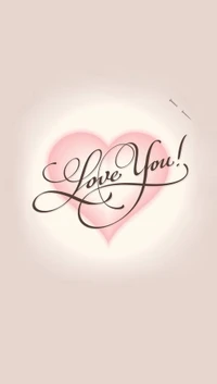 A delicate pink heart with the elegant script "Love You!" at its center.