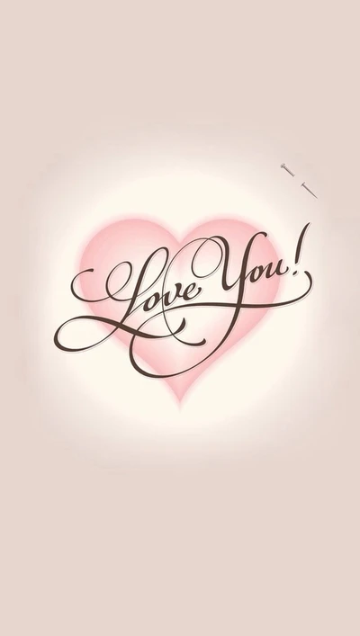 A delicate pink heart with the elegant script "Love You!" at its center.