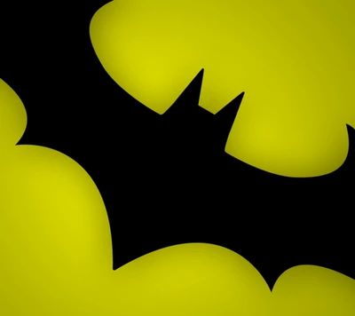 Stilisierte Batman-Logo auf einem hellgelben Hintergrund