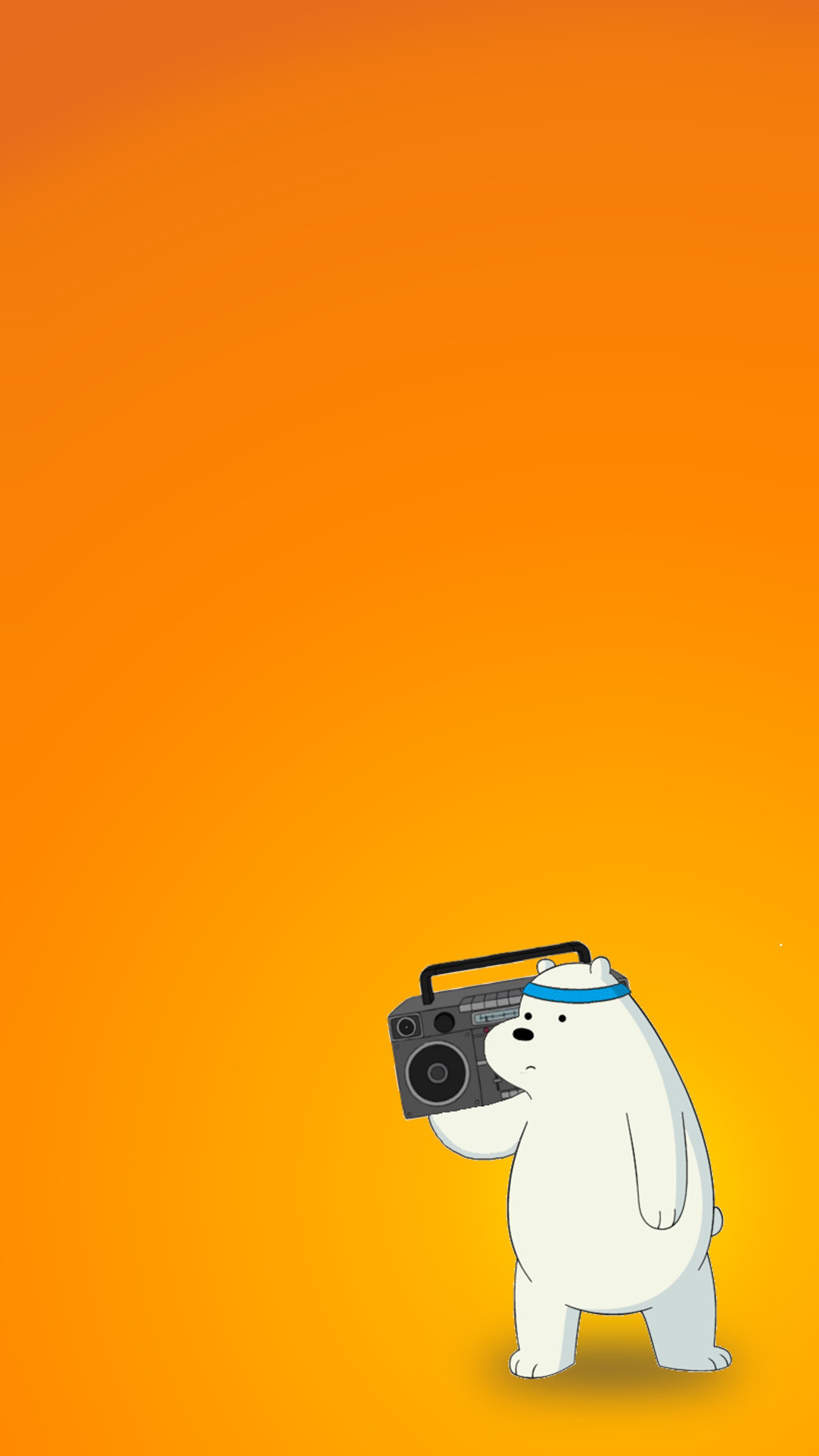 Ours polaire de dessin animé avec un boombox et des lunettes de soleil sur la tête (cartoon network, ours polaire, musique, we bare bears)