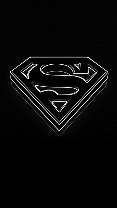 Logo iluminado de Superman sobre un fondo negro