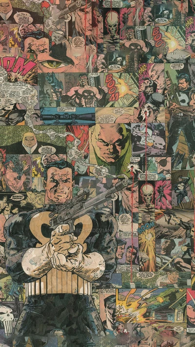 Collage del Castigador: Un tributo dinámico al antihéroe de Marvel