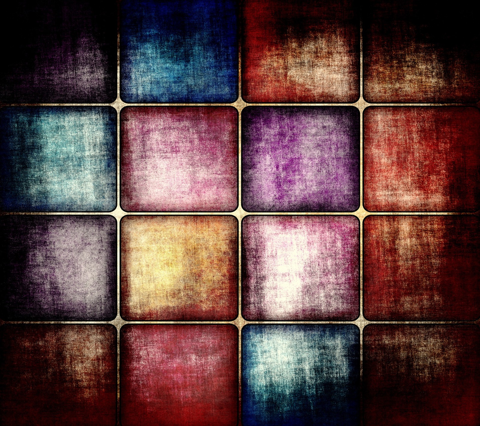 Un primer plano de un azulejo colorido sobre un fondo negro (abstracto, fondo, bloques, color, grunge)