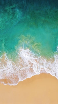 Tranquil Beach Waves Meeting Golden Sands