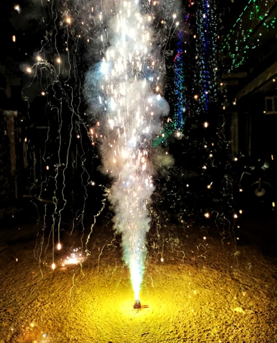 Colorful Fireworks Illuminating Diwali Night