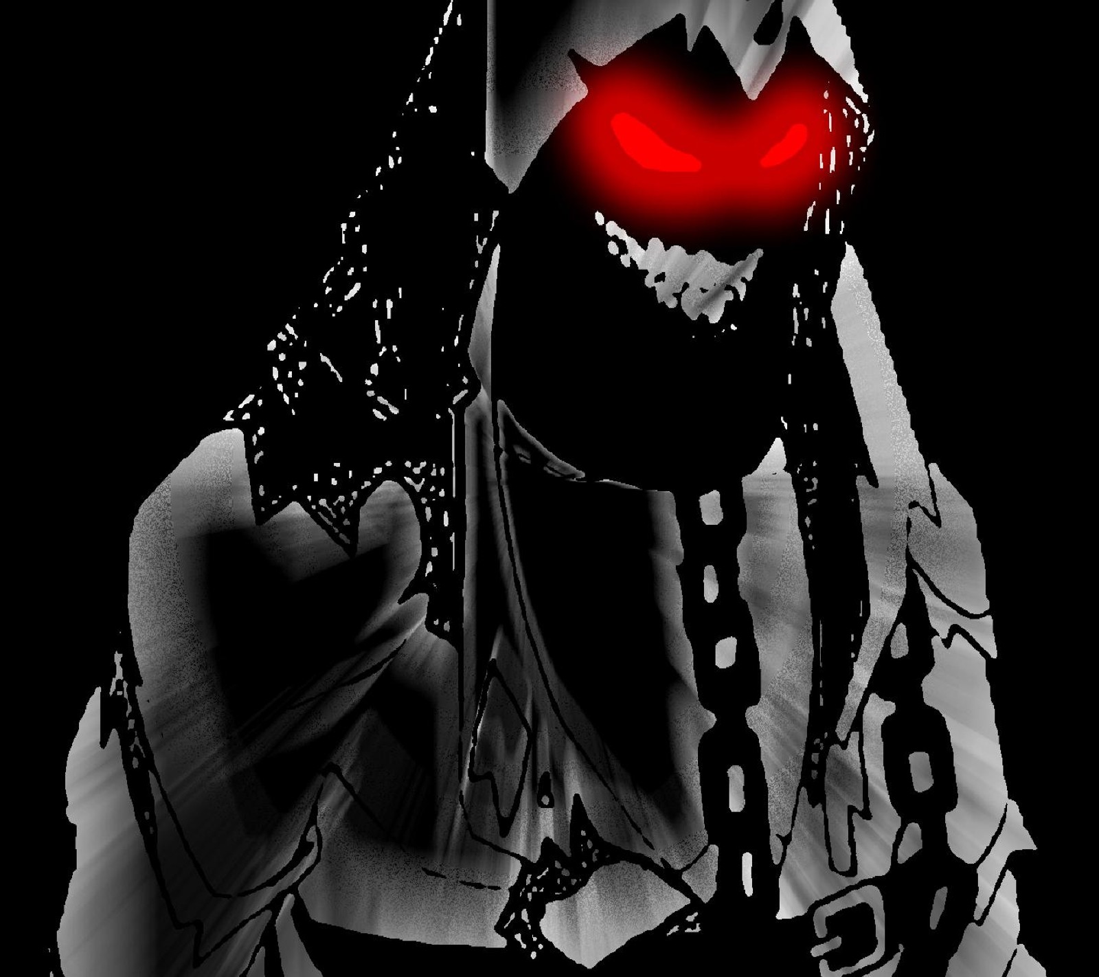 Anime, blanco y negro, ojos rojos, chica, ojos rojos, blanco y negro (disturbed, mal)